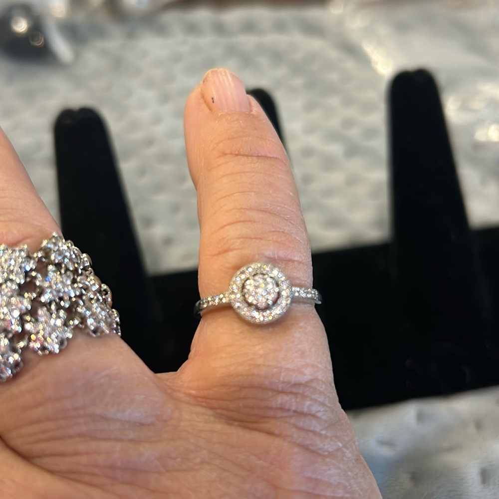 Dainty Cubic Zirconia Pavé Promise Ring-Sz 6